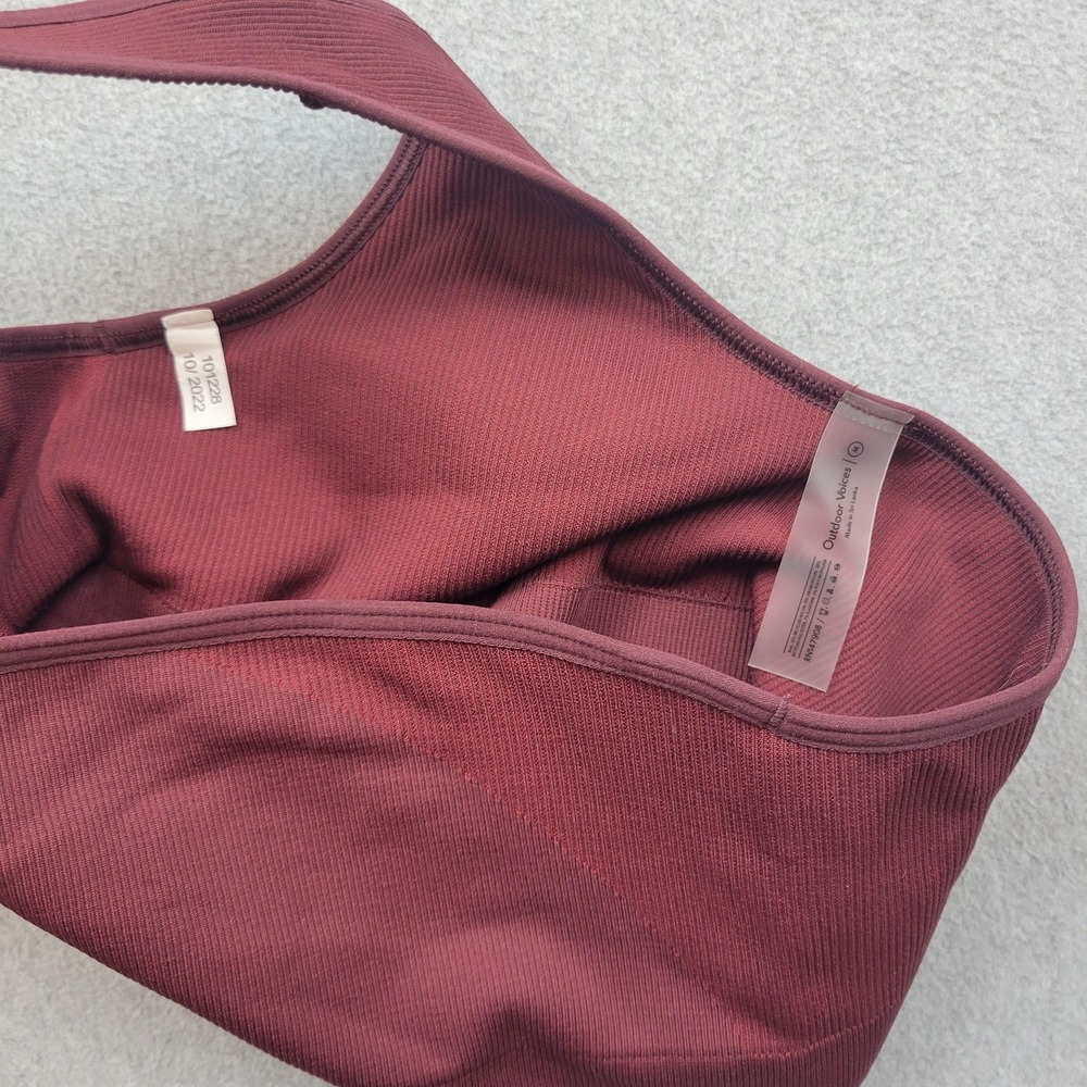 Outdoor Voices Sports Bra Womens Medium Burgundy One Shoulder Asymmetrical Yoga - Picture 8 of 12